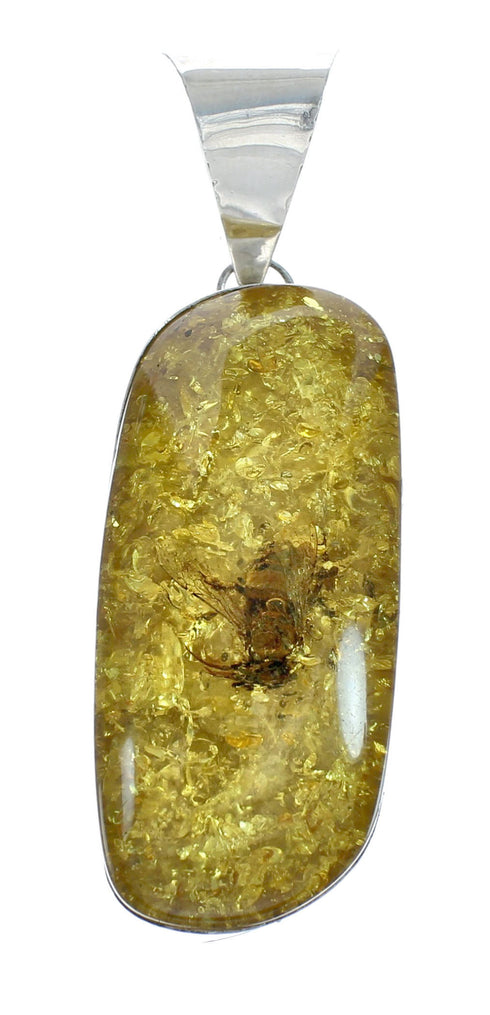 Native American Turquoise and Amber Bead Sterling Silver Necklace JX129245